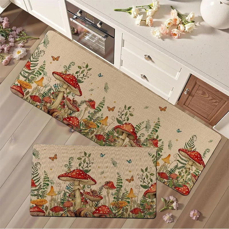 tapis rustique champignons feuilles papillons adhésif facile nettoyer extérieur intérieur moderne polypropylène