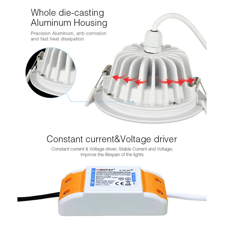 spot led moderne blanc encastrable ip54 télécommande 2700k 6500k 500lm 30m