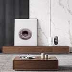 meuble tv long bois marron foncé moderne salon nordique bois naturel