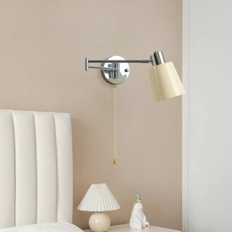 applique murale moderne bras articulé éclairage led blanc crème argenté chambre salon