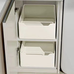 organiseur rangement blanc moderne adhésif coulissant tiroirs grilles épices cuisine métal blanc opacité