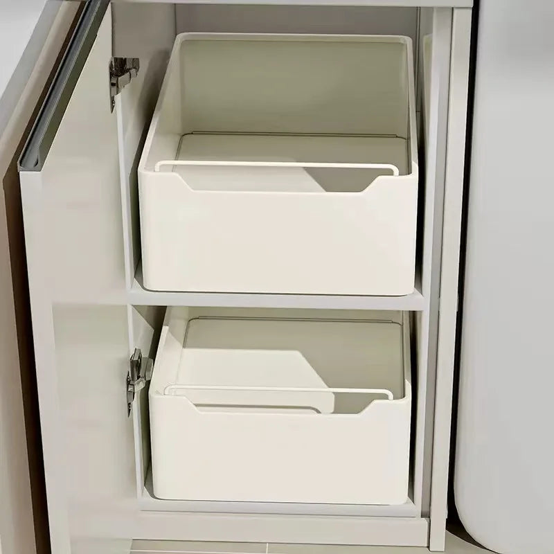 organiseur rangement blanc moderne adhésif coulissant tiroirs grilles épices cuisine métal blanc opacité