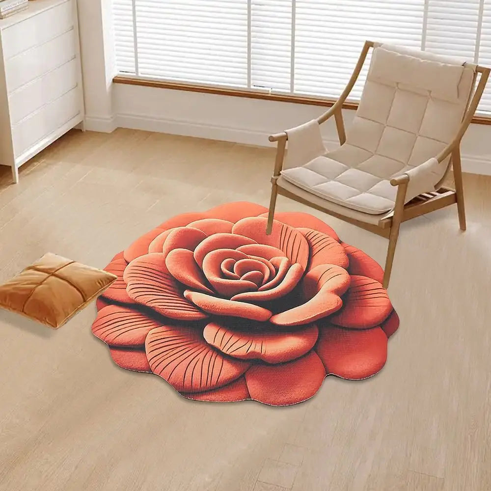 tapis fleur rose relief moderne polypropylène maison chambre rouges bleus verts violets noirs blancs