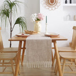 chinois table chemin marron lin texture classique tassel doré