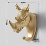 porte clefs mural animal or réaliste moderne éléphant rhinocéros cheval cerf bison PVC decoration