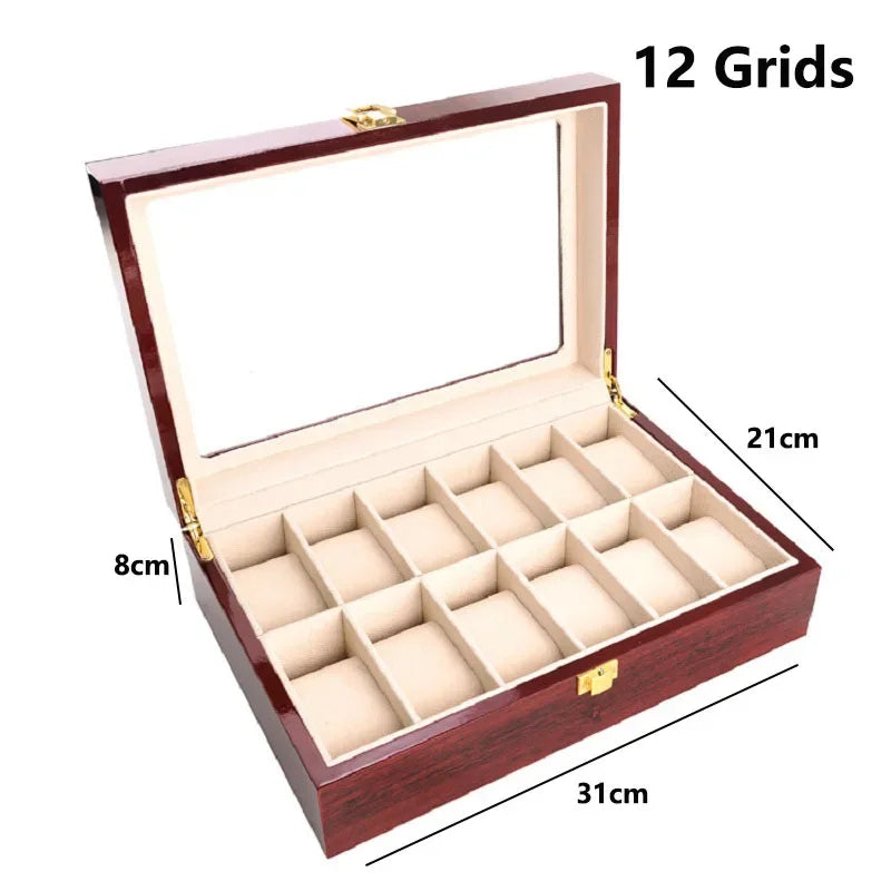 boîtes montres marron foncé compartiments classiques poignées dorées écologiques rangement voyage
