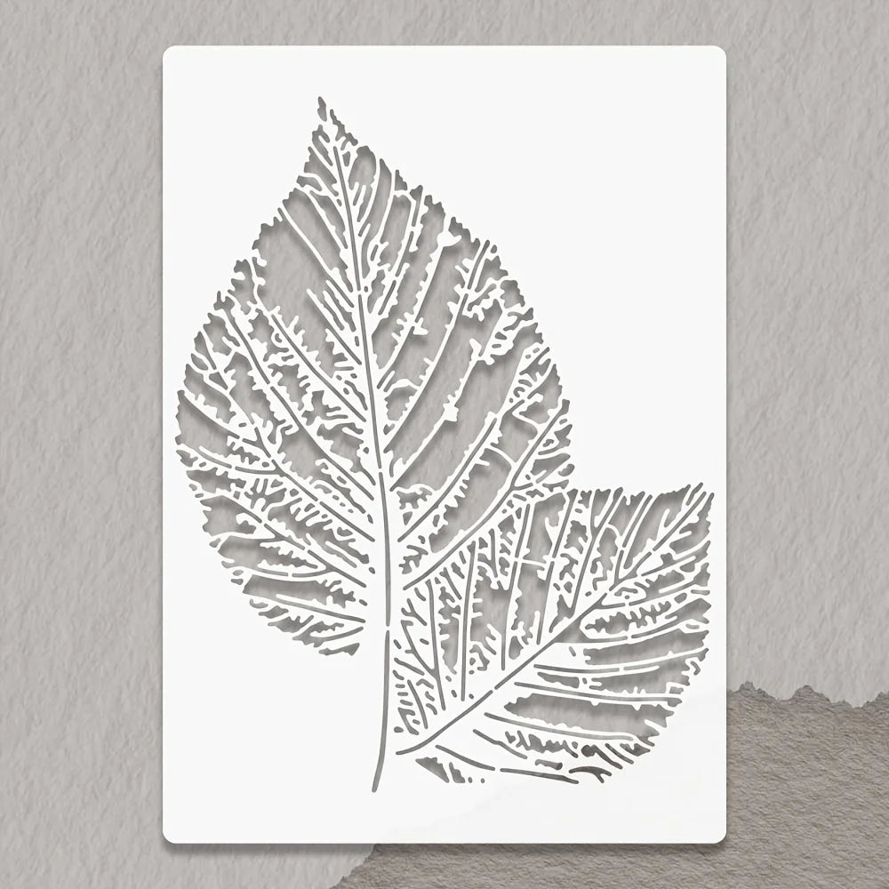 feuilles stylisées stencil vert blanc artisanal peinture murale scrapbooking coloriage gaufrage
