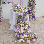 tapis table décoration mariage violet rose blanc fleurs artificielles romantique champêtre élégantextérieur anniversaire