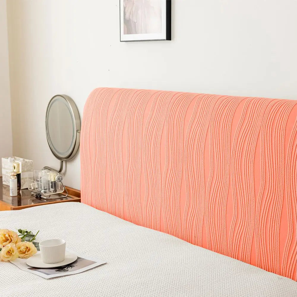 protège tête lit gris clair beige rayures horizontales texture veloutée moderne adhésif inclusion protège