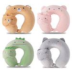 coussin voyage forme mousse mémoire forme animaux ours dinosaure poisson licorne boutons masque yeux
