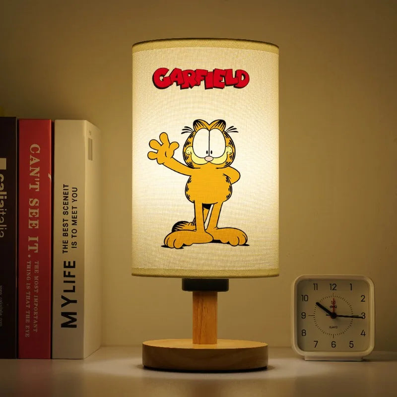lampe table garfield dessin animé orange beige noir enfant décoration bois nuit creative unique