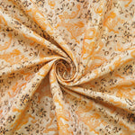 tissu brocart polyester largeur 150cm motifs floraux orientaux beige orange marron décoration traditionnelle Jacquard
