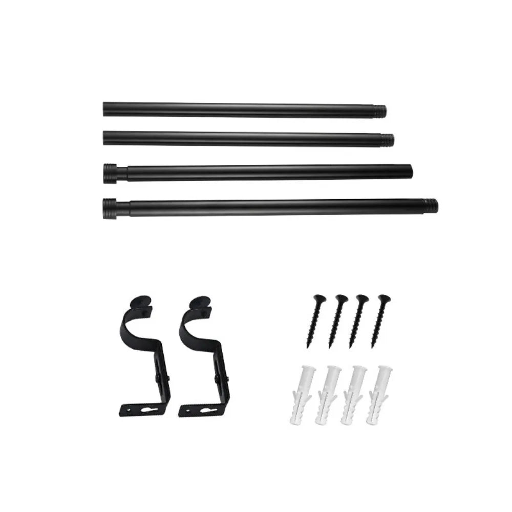 rideaux suspension noir moderne poutres vis réglables tringles acier lisses draperies ensembles cuisine
