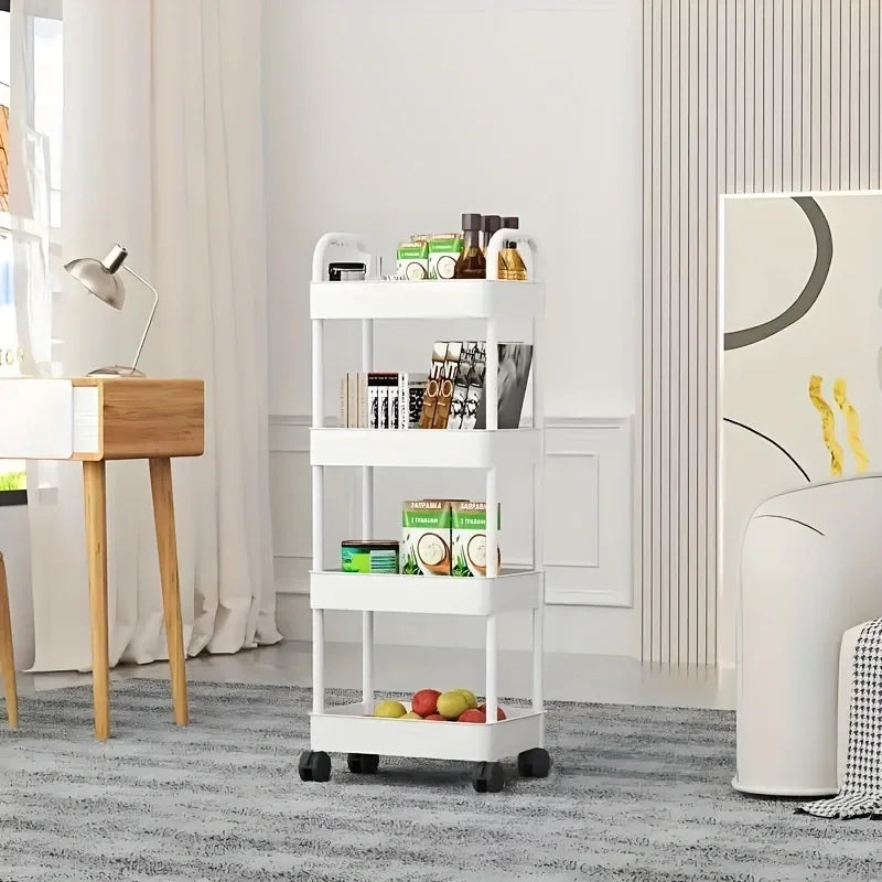 chariot rangement blanc moderne cinq niveaux rangement cuisine salle bain respectueux l'environnement plastique pp