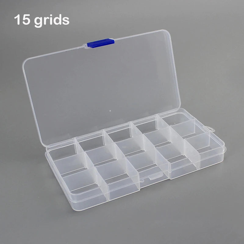 boîte rangement transparente 15 compartiments pratique réutilisable modulaire bijoux articles divers plastique respectueux environnement