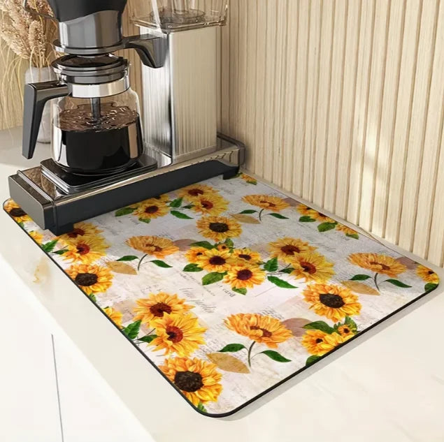 tapis cuisine multicolore fleurs vintage adhésif respectueux environnement jaune blanc vert rouge bleu chrysanthèmes