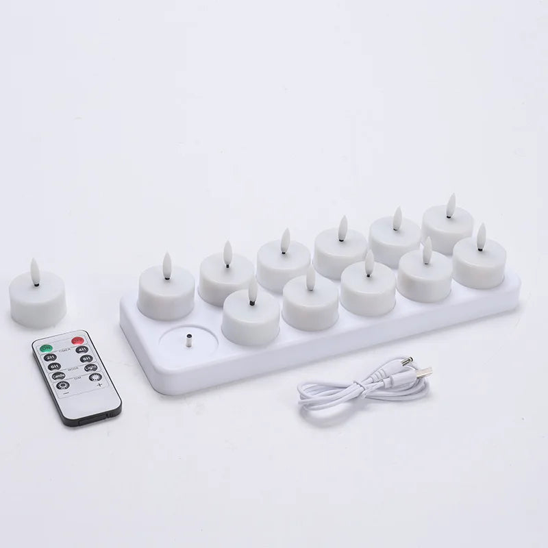 bougies led rechargeables blanc modernes télécommande boîte rangement câble usb 12pcs 4pcs 6pcs