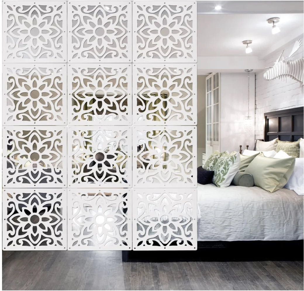 paravent cloison décorative motif floral semi transparent moderne ethnique pièces accrochables chambre salon