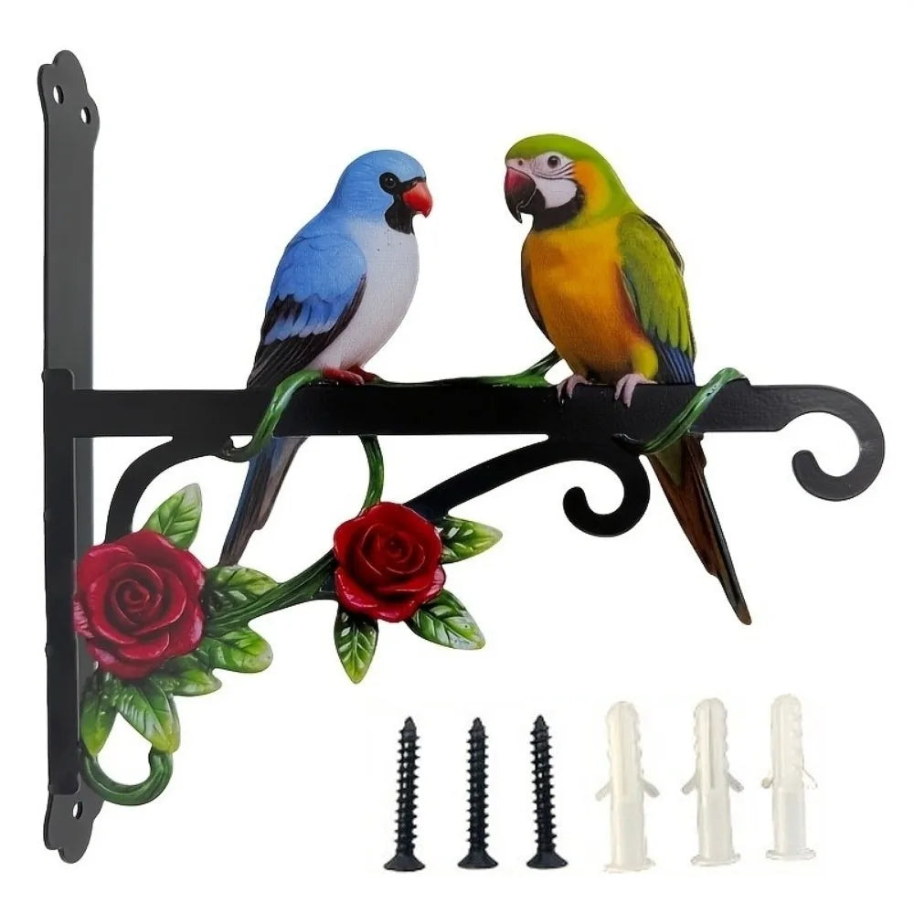 support mural décoratif oiseau papillon fleurs noires artisanal rustique vis clipsextérieurintérieurrésistantrouille