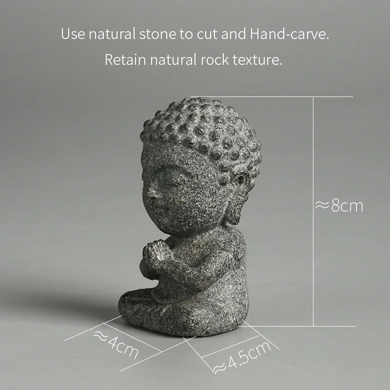 statue bouddha pierre naturelle sculpture main gris noir texture zen 8cm hauteur 4cm largeur