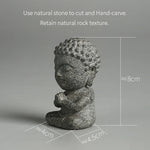 statue bouddha pierre naturelle sculpture main gris noir texture zen 8cm hauteur 4cm largeur