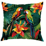 taies d'oreiller motif tropical perroquets fleurs multicolores moderne polyester 45x45cm zipper closure