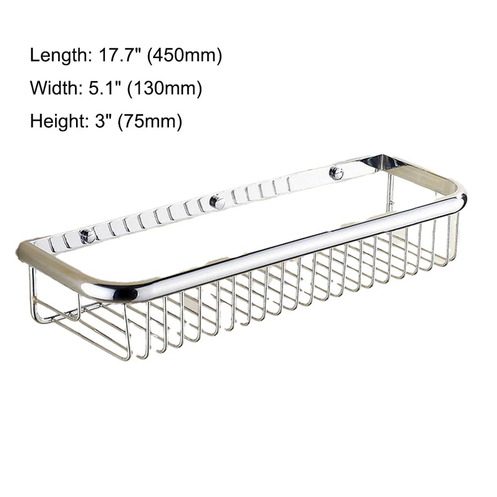 paniers rangement chrome cuivre filetés vis modernes salle bain étagères murales fixations incluses