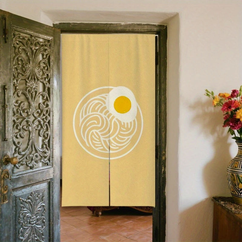 rideau porte moderne minimaliste jaune clair oeuf blanc polyester durable waschbar manageable chambre cuisine