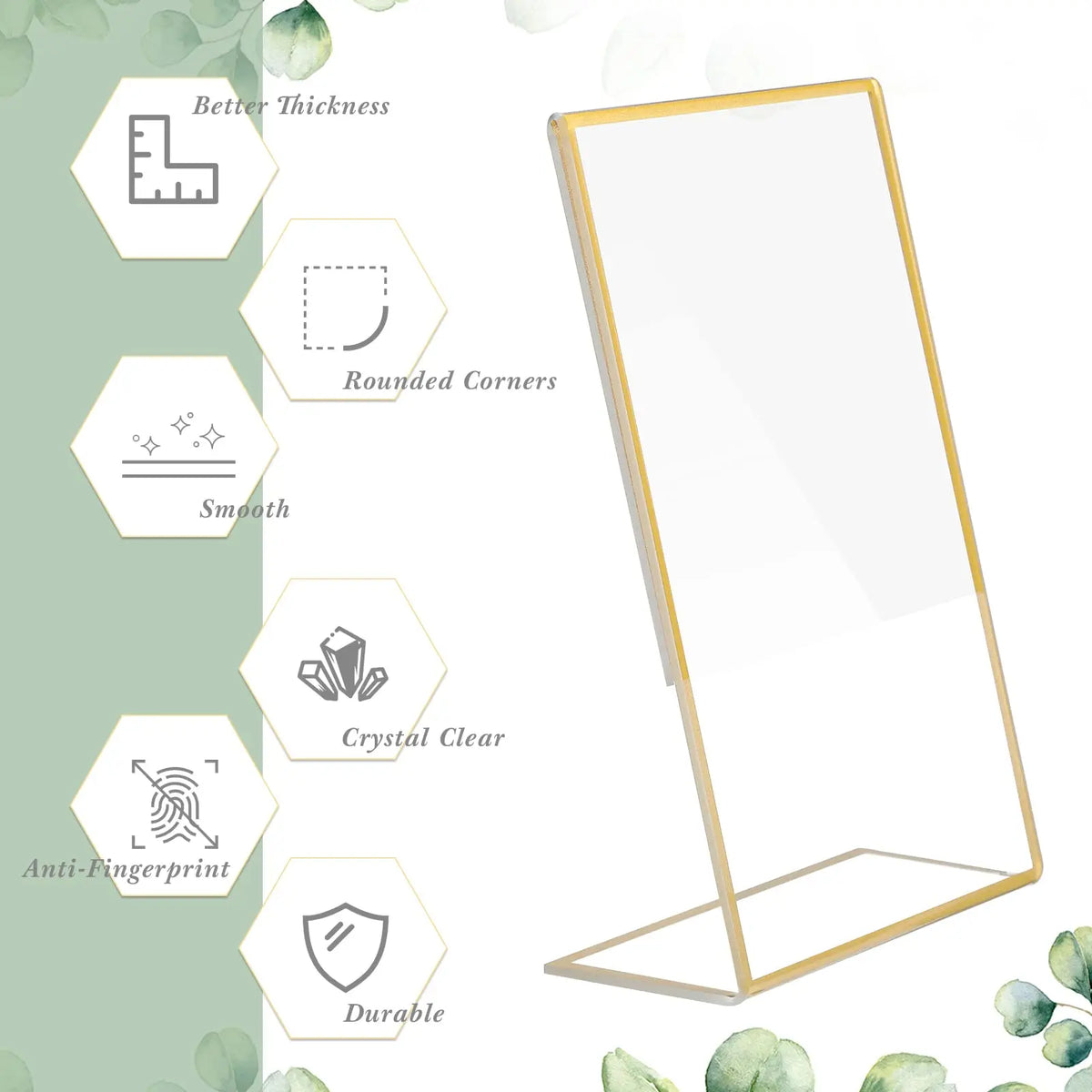 cadre photo acrylique transparent bord doré support table mariage menu menu transparent élégant