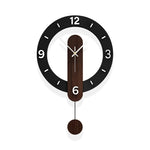 horloge murale minimaliste moderne cadran noir chiffres blancs pendule bois quartz aiguille étude salon
