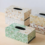 boîte mouchoirs mosaïque coquillages blanc beige moderne salon