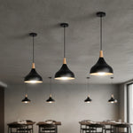 suspension lumineuse moderne conique noir blanc bleu rose vert salle salon chambre restaurant étude