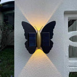 applique murale papillon led solaire moderne noire dorée extérieure adhésive on off