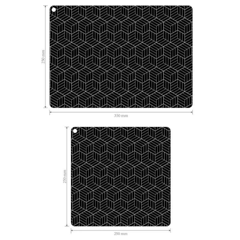 tapis protection silicone induction moderne noir blanc motif cubes adhésif cuisine