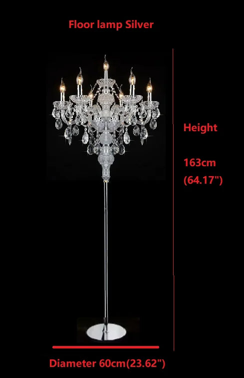 lampe poser sol cristal or argent brillante pendeloques classique baroque transparente