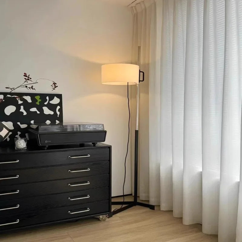 lampe sol moderne noir blanche tissu réglable led 6000k 3000k 170cm