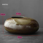 vases céramique marron vert moderne stripes brillants décoration table fleurs artificielles