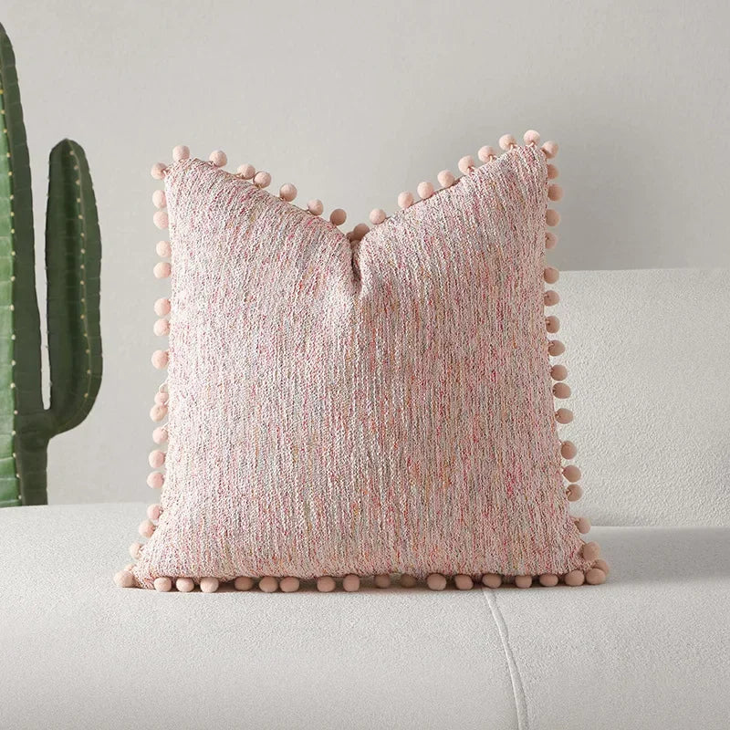 housses coussins décoratifs nordique moderne 100 polyester géométrique pompons verts adhésifs 45x45cm 30x50cm
