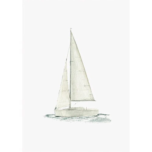 toile sans cadre voilier illustration bébé chambre blanc vert bleu beige