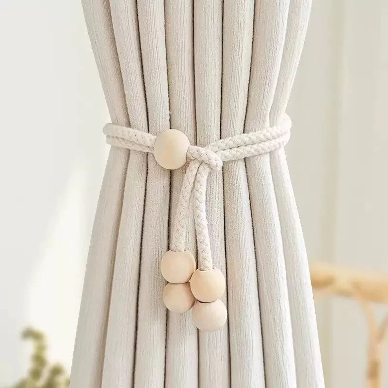 corde rideaux moderne tressée bois beige clair accessoire décoration salon chambre coucher rustique