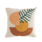 taie d'oreiller géométrique abstraite brodée vert beige boho chic coussin tufté 45x45cm motifs linéaires