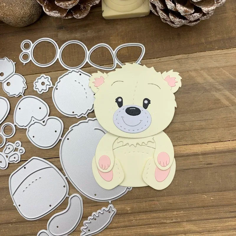 découpe papier figurines animaux chien ours accessoires cartes fêtes cartoon