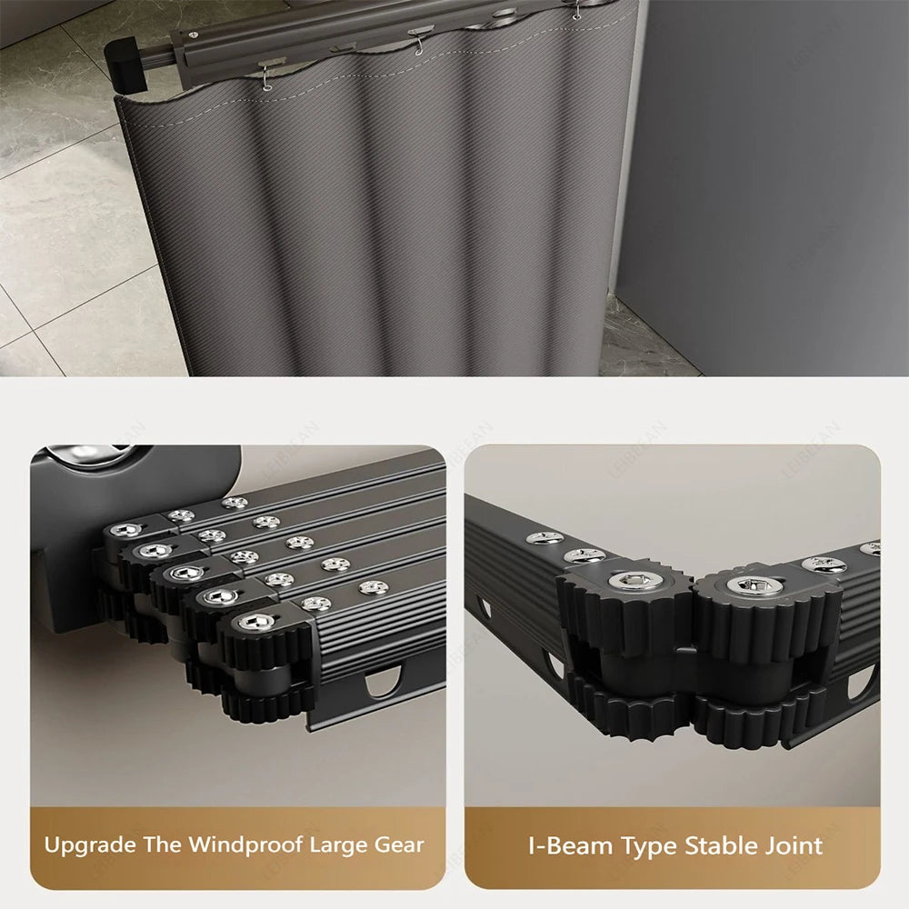rideau douche pliable gris fixé ventouse respectueux l'environnement moderne joint beam