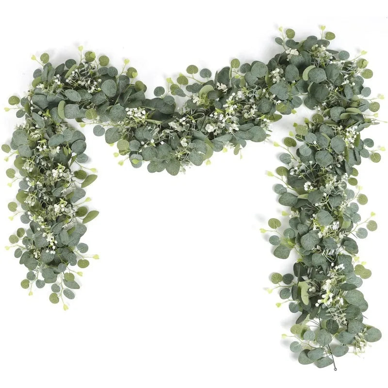 guirlande feuilles artificielles vertes extérieur décoration naturelle rustique vigne accrochéeextérieur fêtes prénuptiales maison