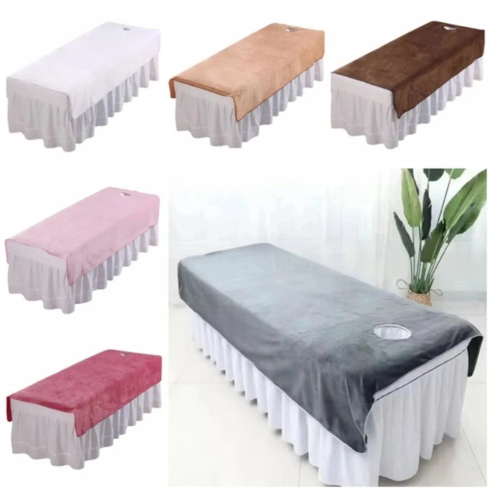 drap massage velours uni blanc rose marron gris 80x200cm 120x200cm