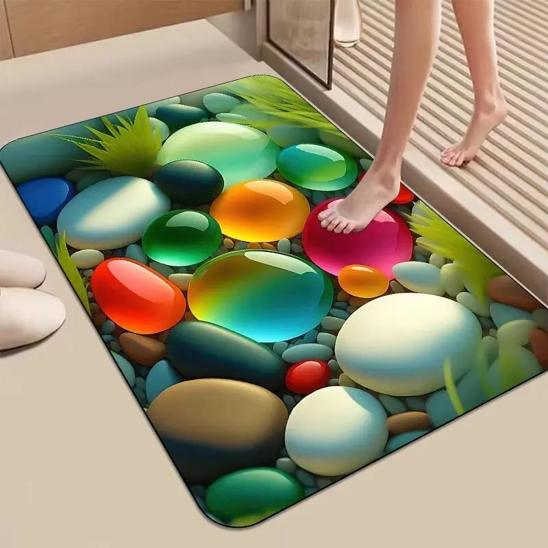 tapis sol moderne multicolore antidérapant résistant saleté pierres colorées motifs géométriques bébés salonextérieur
