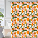 rideau douche moderne orange pêches feuilles anti moisissure opaques polyester anneaux