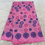 tissu dentelle coton brodé fleurs motif broderie africaine voile suisse vêtement élégant
