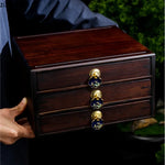 boîte thé marron tiroirs plateau poignées traditionnelle accessoire cérémonie thé pliante rangement ménage moderne