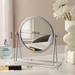 miroir maquillage argenté moderne portable ovale pouces pieds solides aluminium lisse salon chambre bain